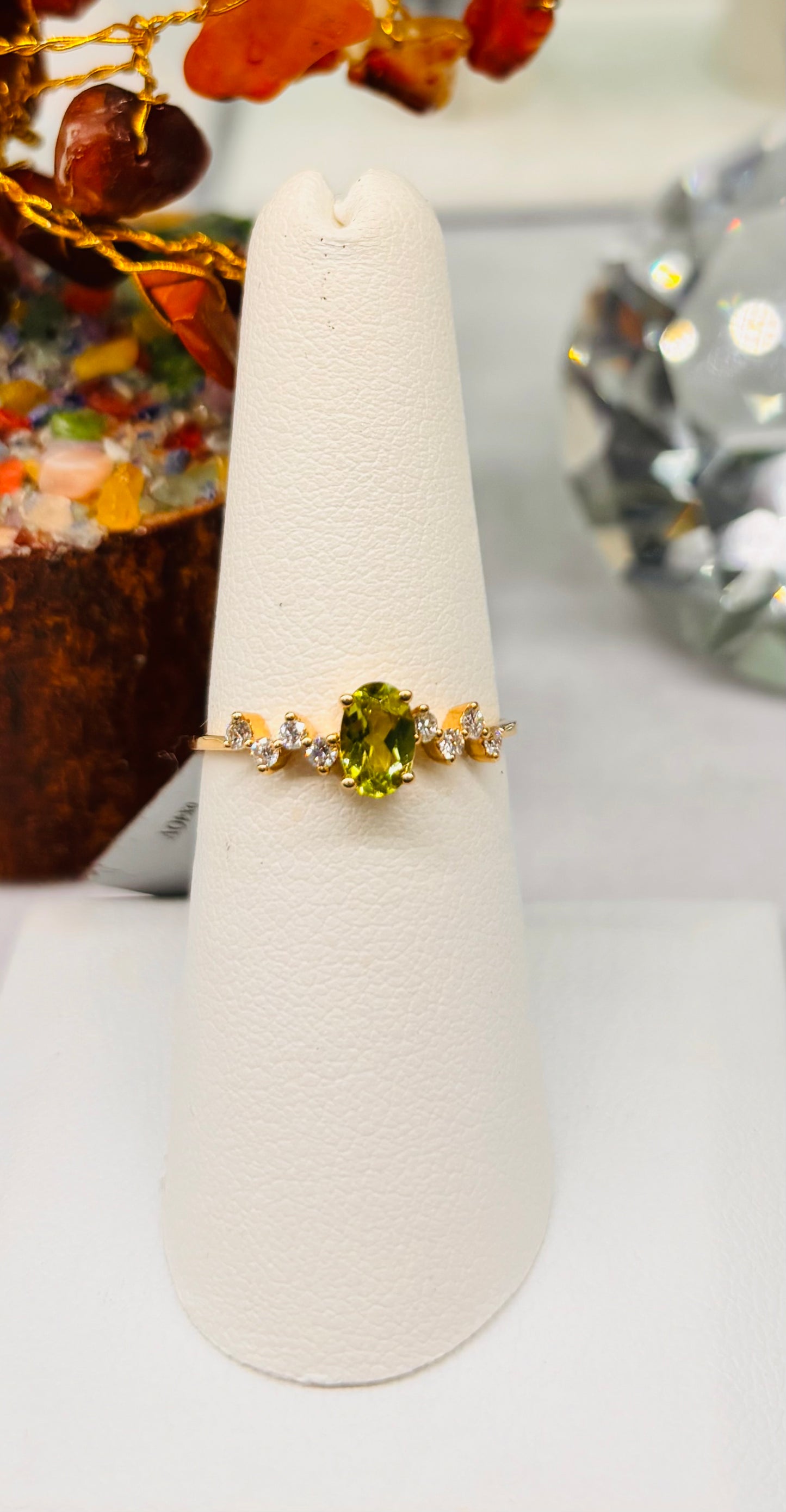 14K Natural Peridot/Diamond Ring