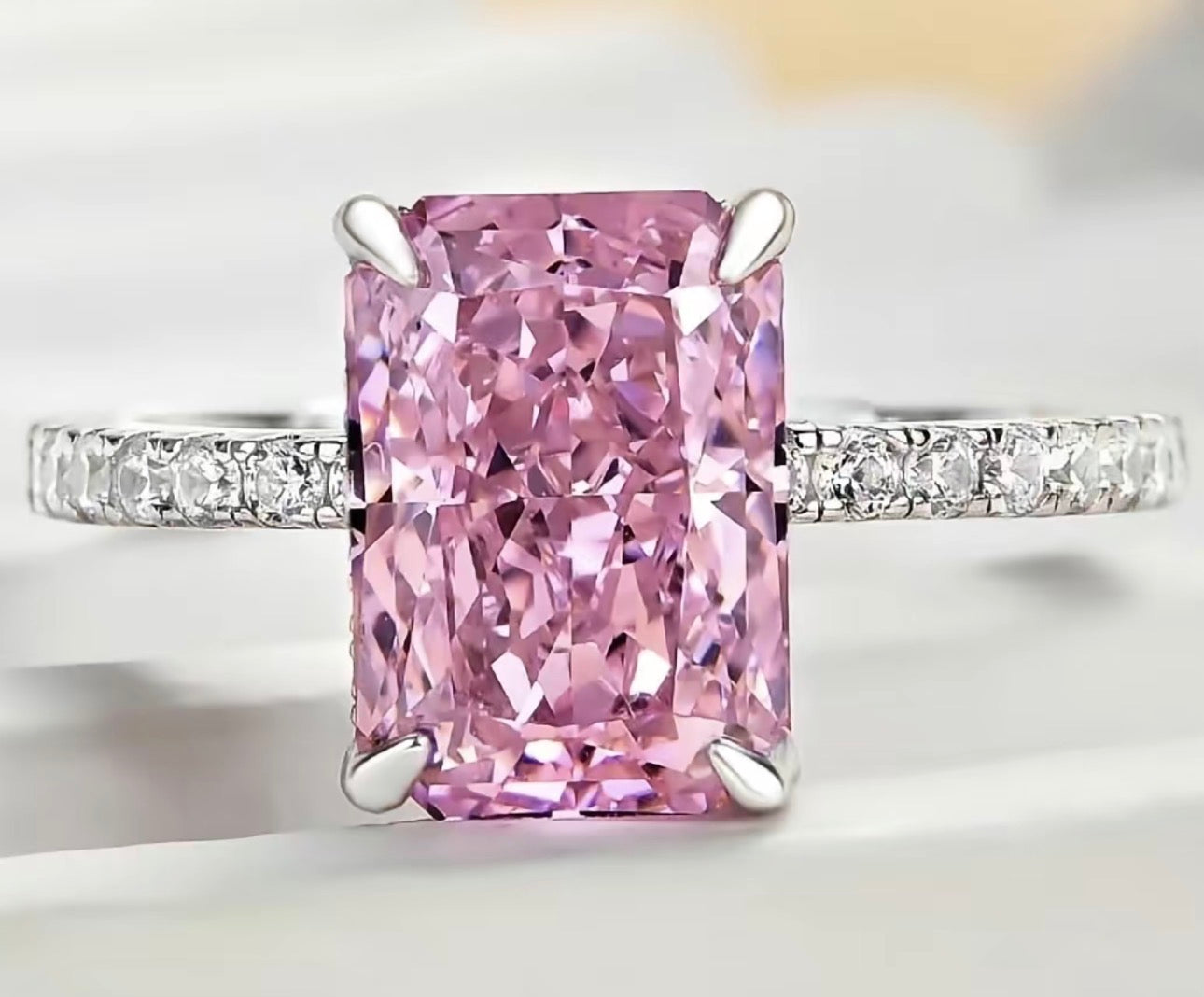 925 Sterling Silver Pink Ring