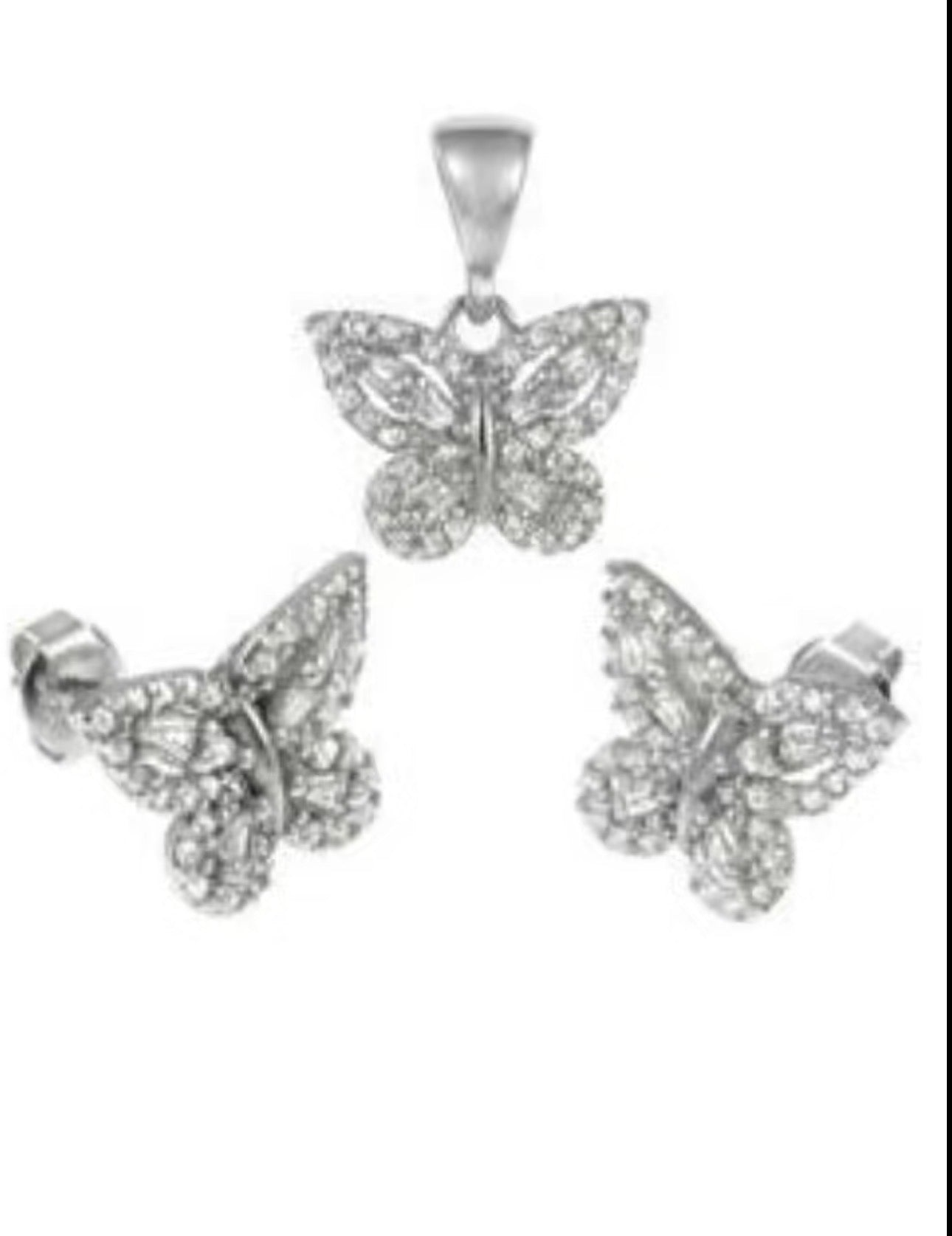 925 Sterling Silver Butterfly earrings & pendant set