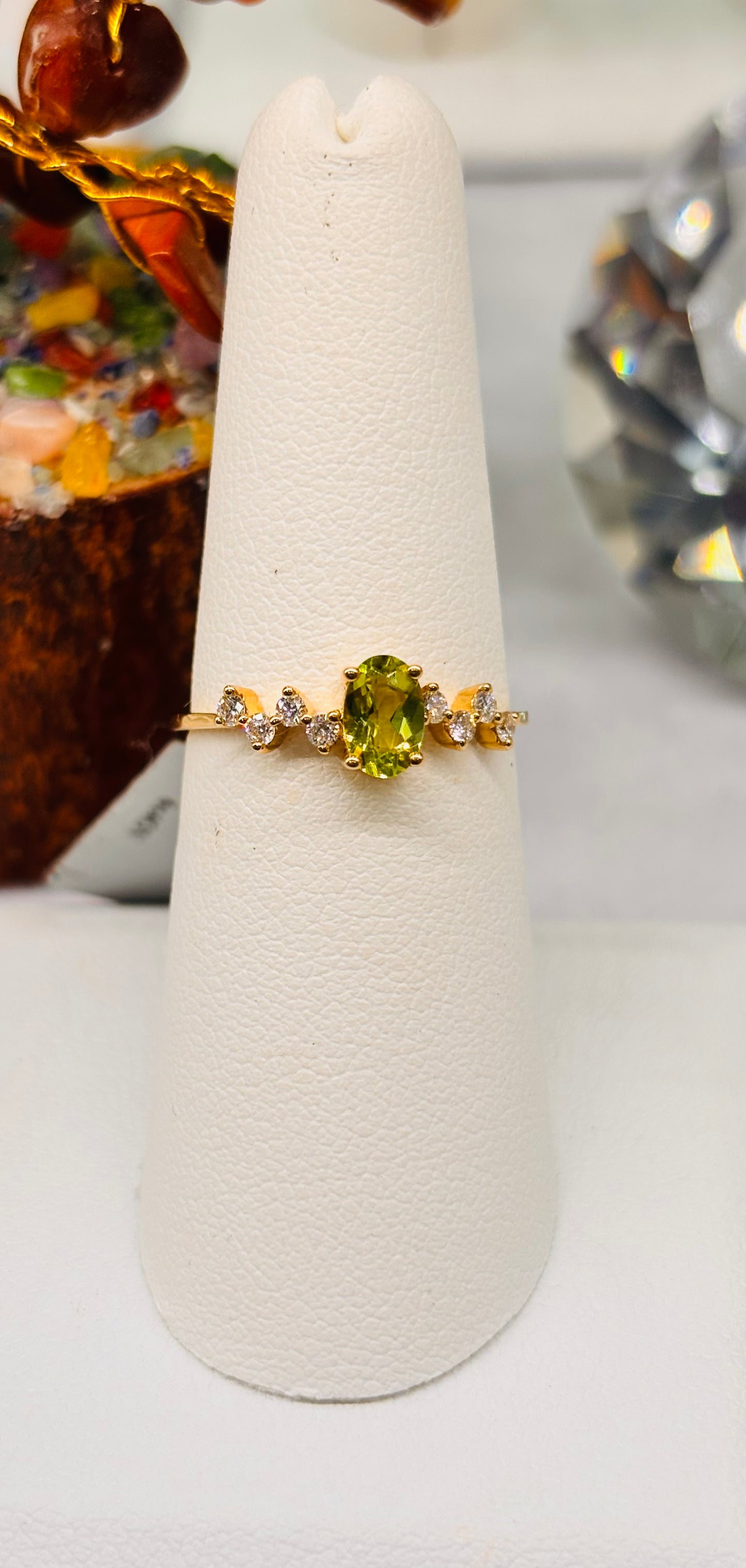 14K Natural Peridot/Diamond Ring