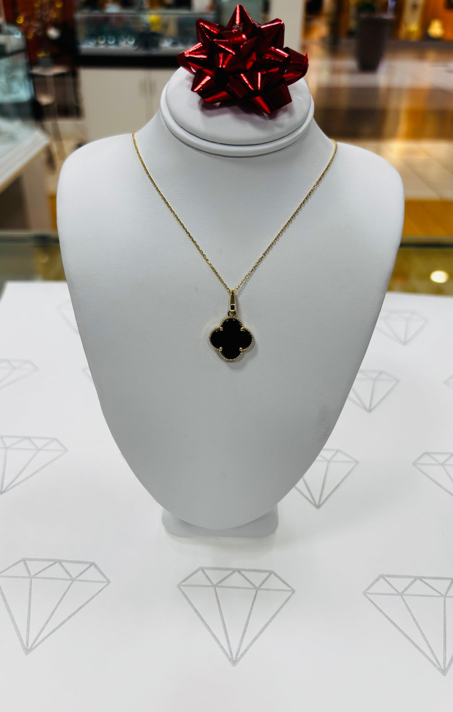 14K CLOVER PEND+CHAIN