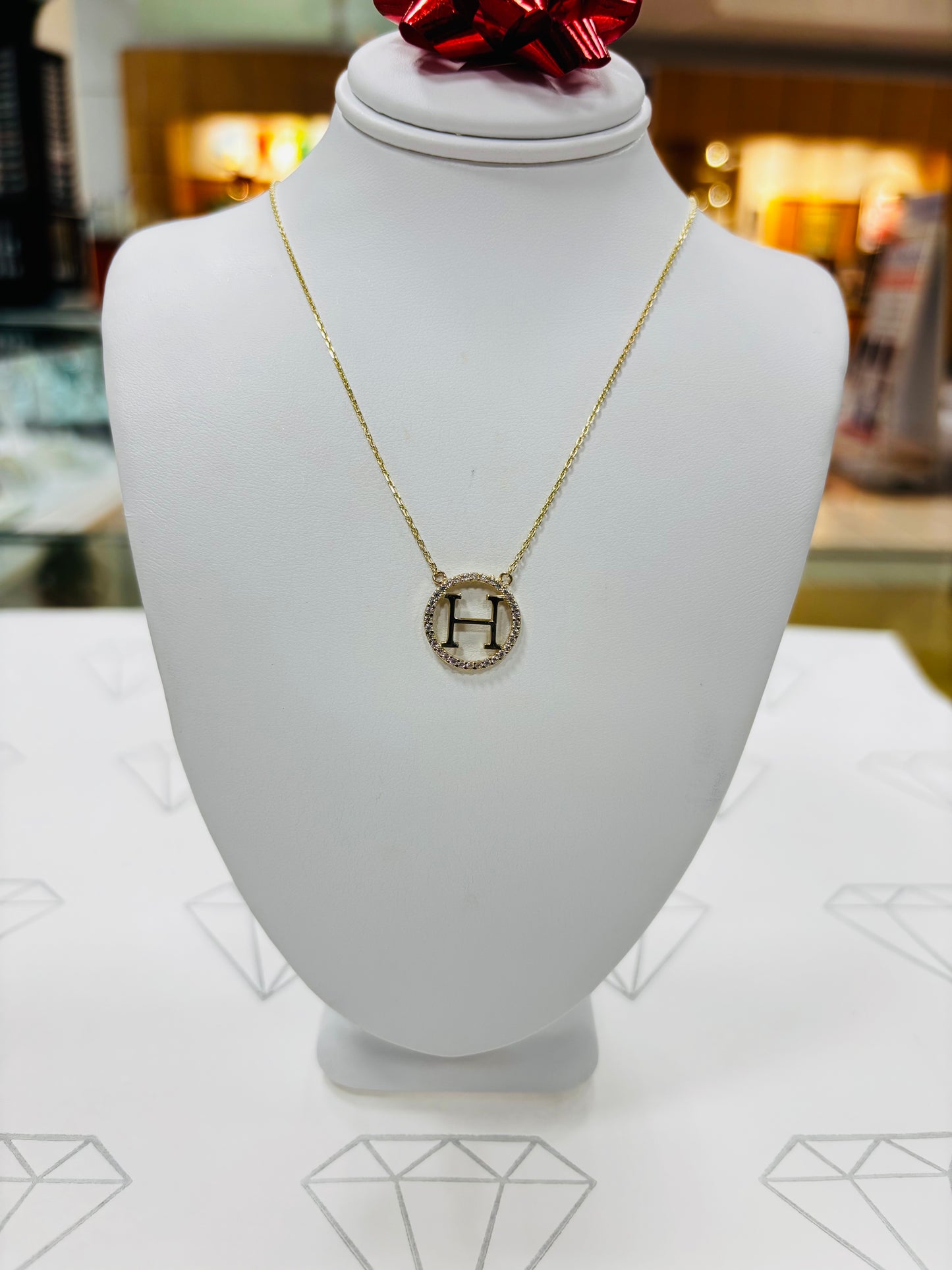 14K "H" PEND+CHAIN