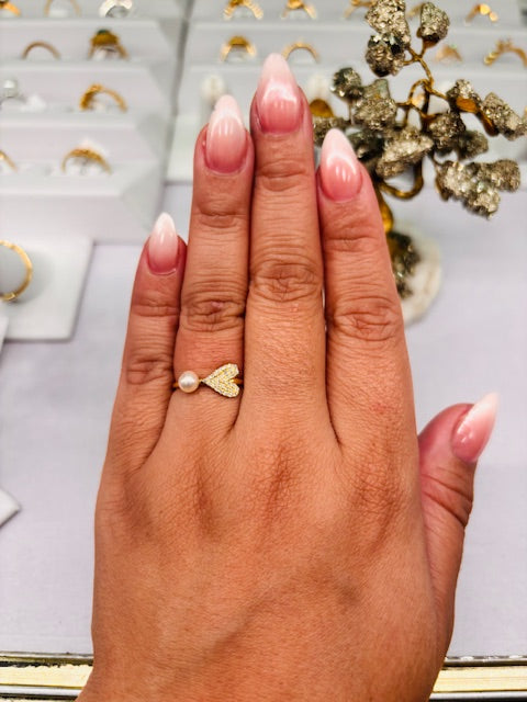 14KY FRESH WATER PEARL RING W/DIA