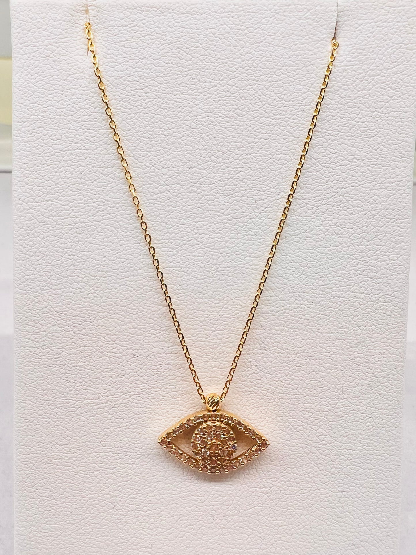 14K Evil Eye Pendant w/Chain
