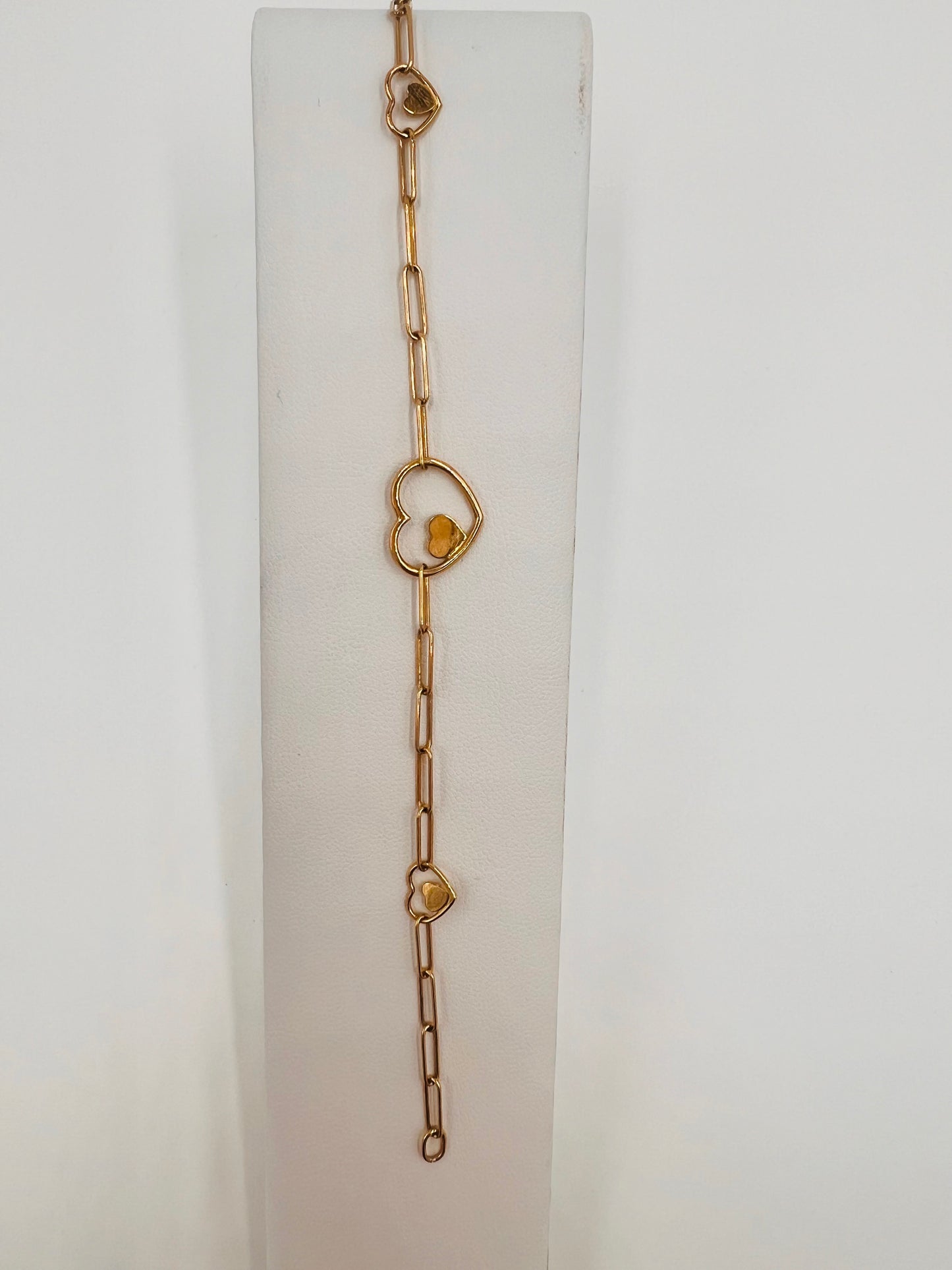 14K paperclip Heart Bracelet