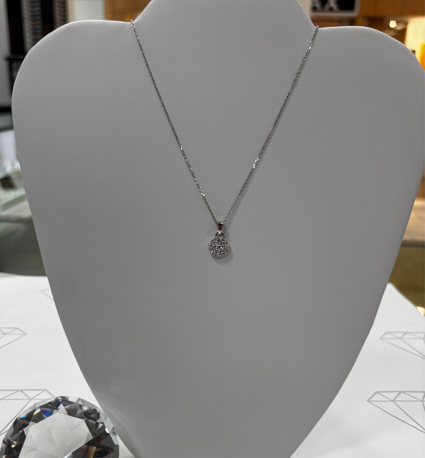 14k white gold Lab Diamond pendant  necklace  2/3 Ct.t.w.
