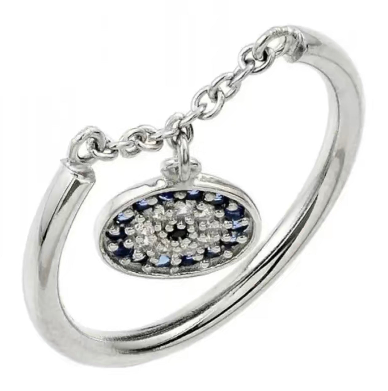 Sterling Silver 925 evil eye charm ring
