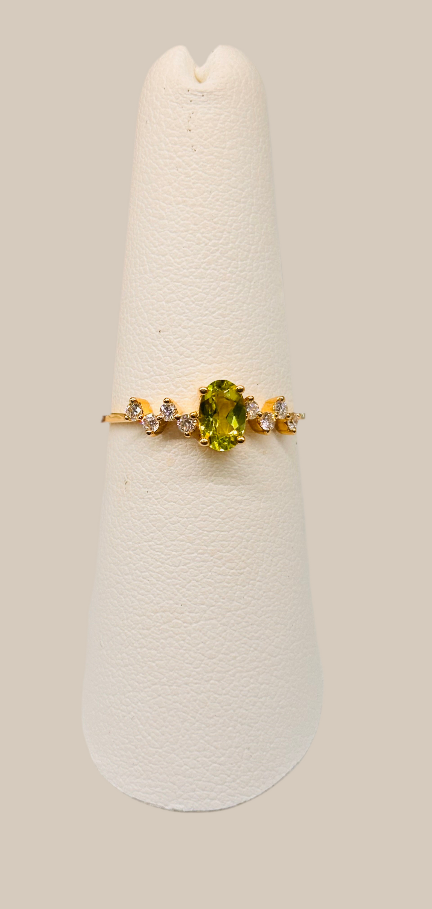 14K Natural Peridot/Diamond Ring