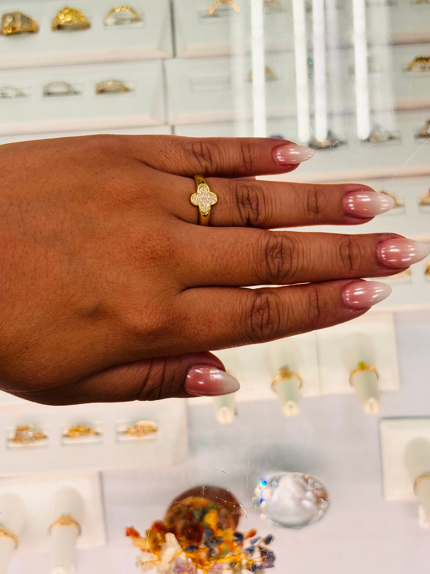 14K Clover Multi Stone Ring