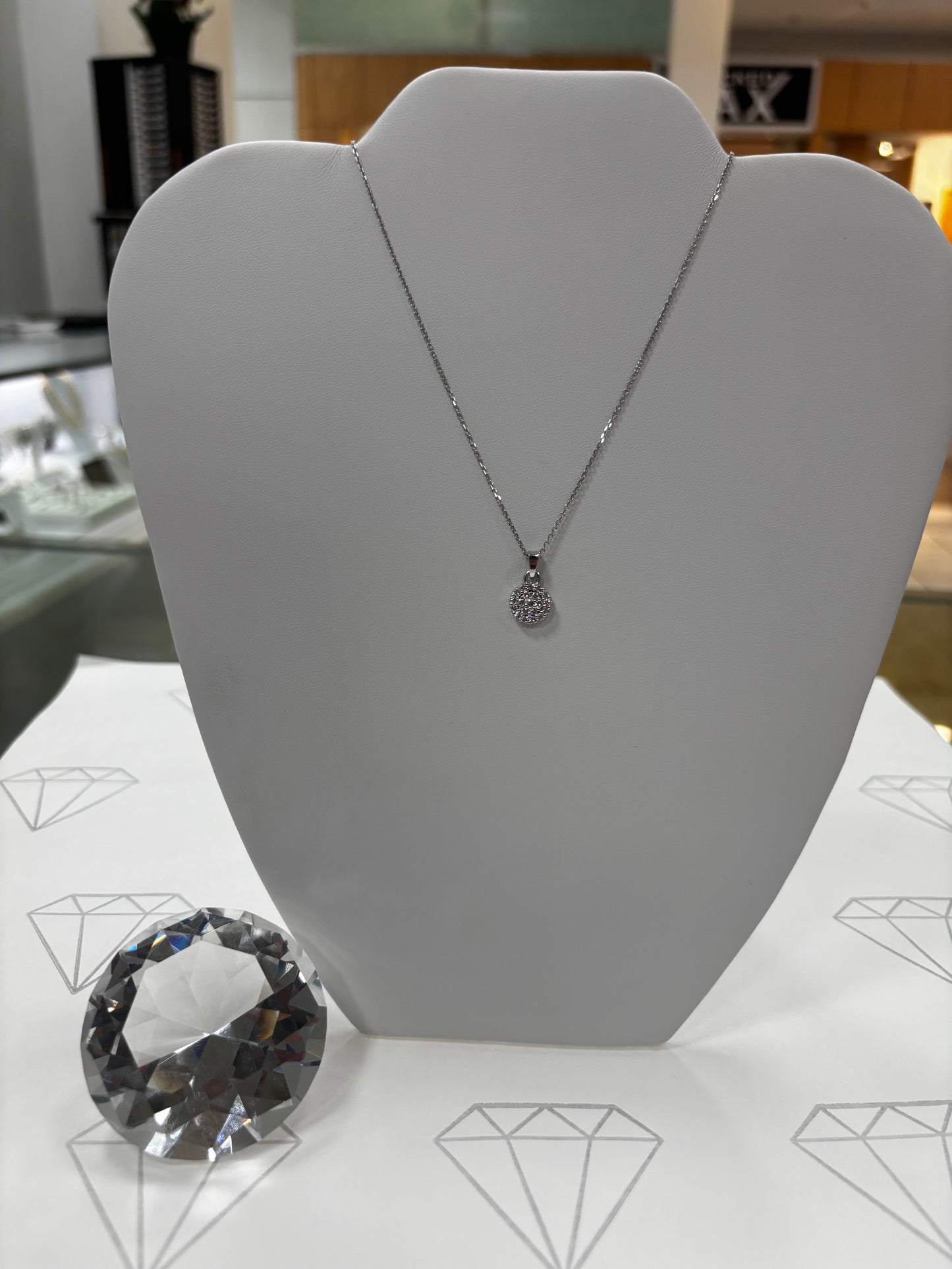 14k white gold Lab Diamond pendant  necklace  2/3 Ct.t.w.