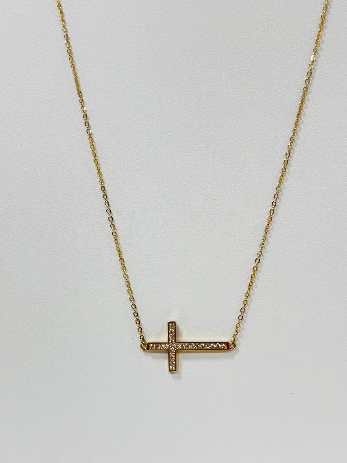 14K Sideways Cross + Chain