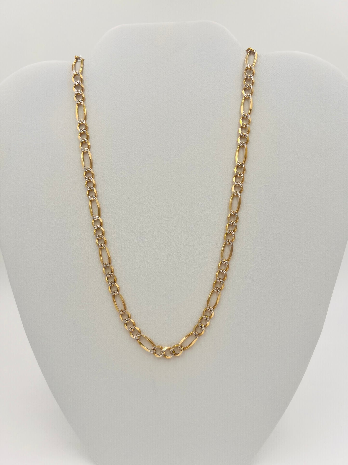 14K Figaro Diamond Cut Chain