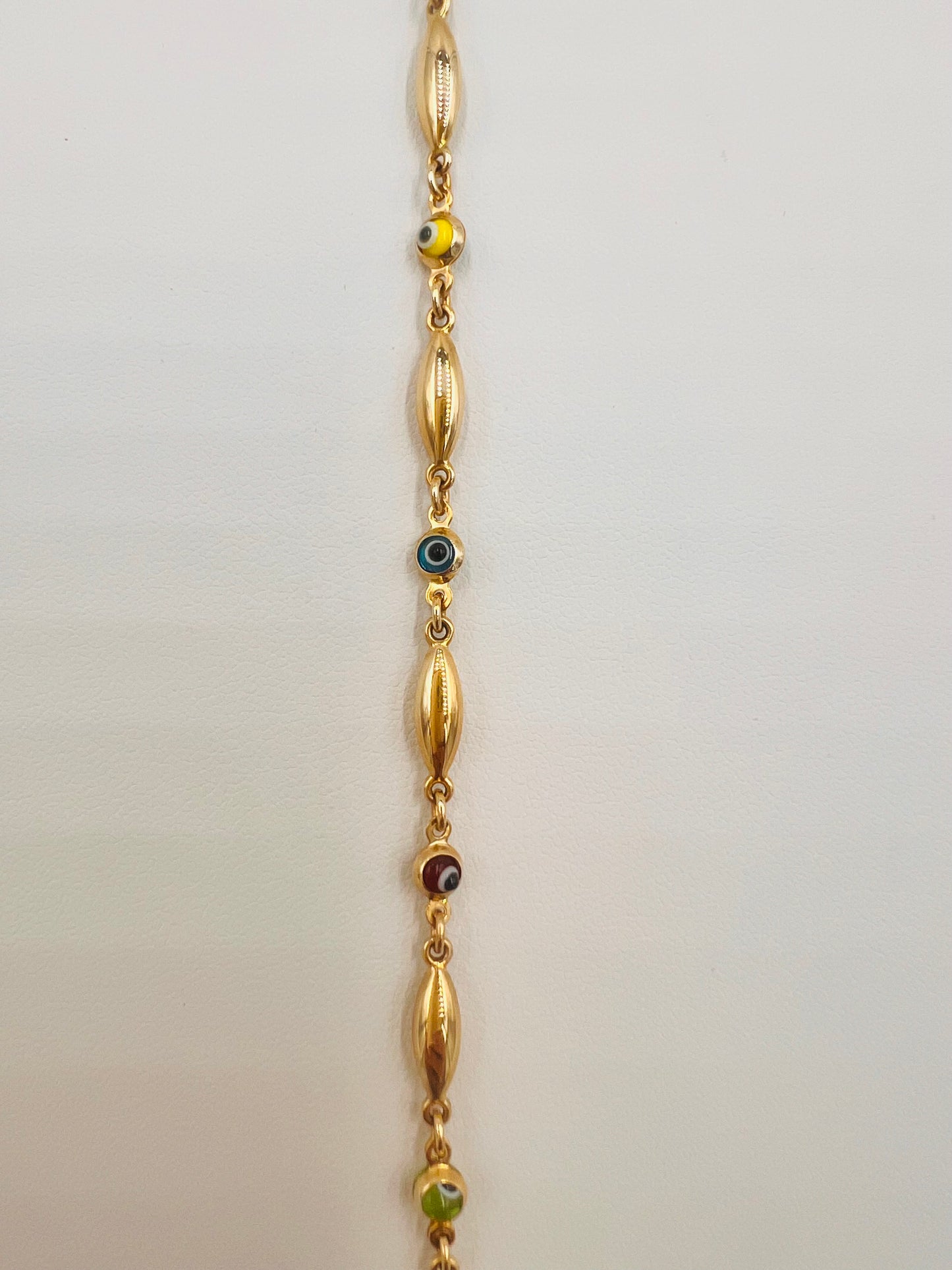 14K multi colored evil eye bracelet