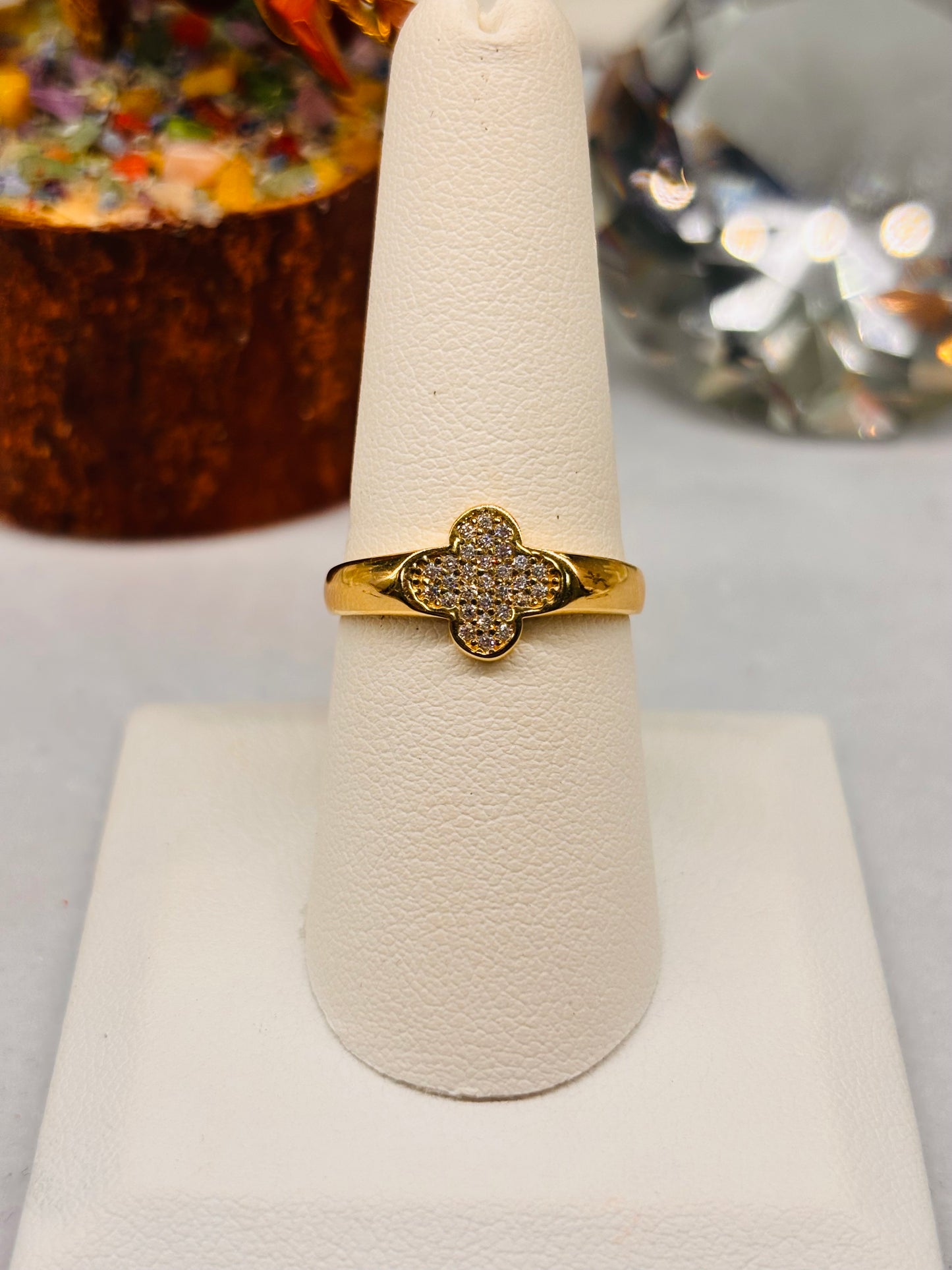 14K Clover Multi Stone Ring