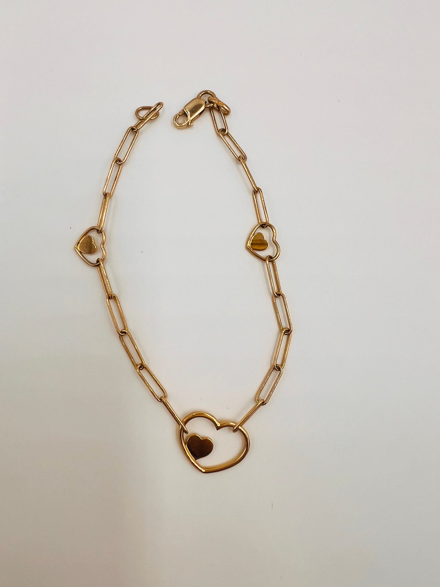 14K paperclip Heart Bracelet