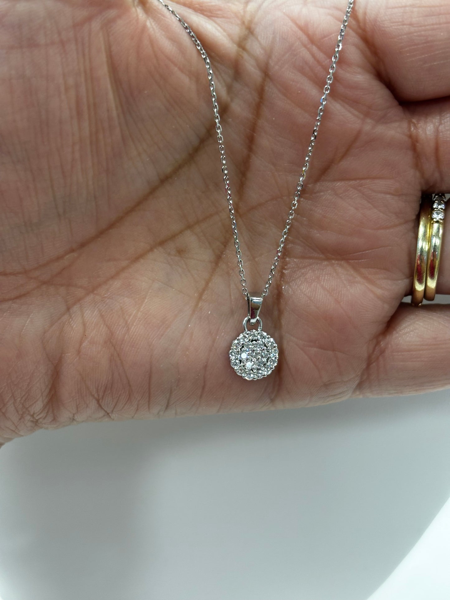 14k white gold Lab Diamond pendant  necklace  2/3 Ct.t.w.