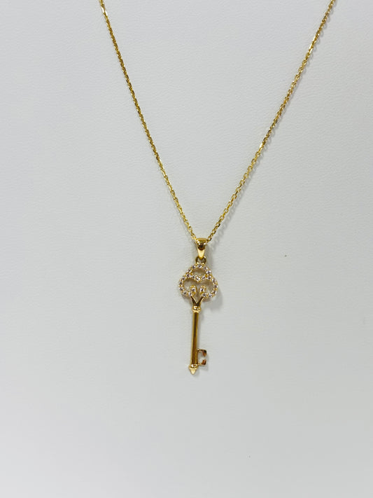 14K Gold Key+Chain