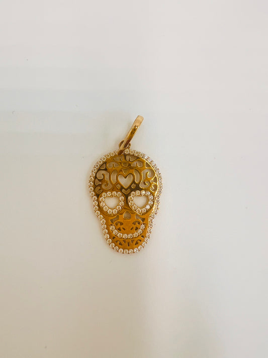 14K Sugar Skull Pendant