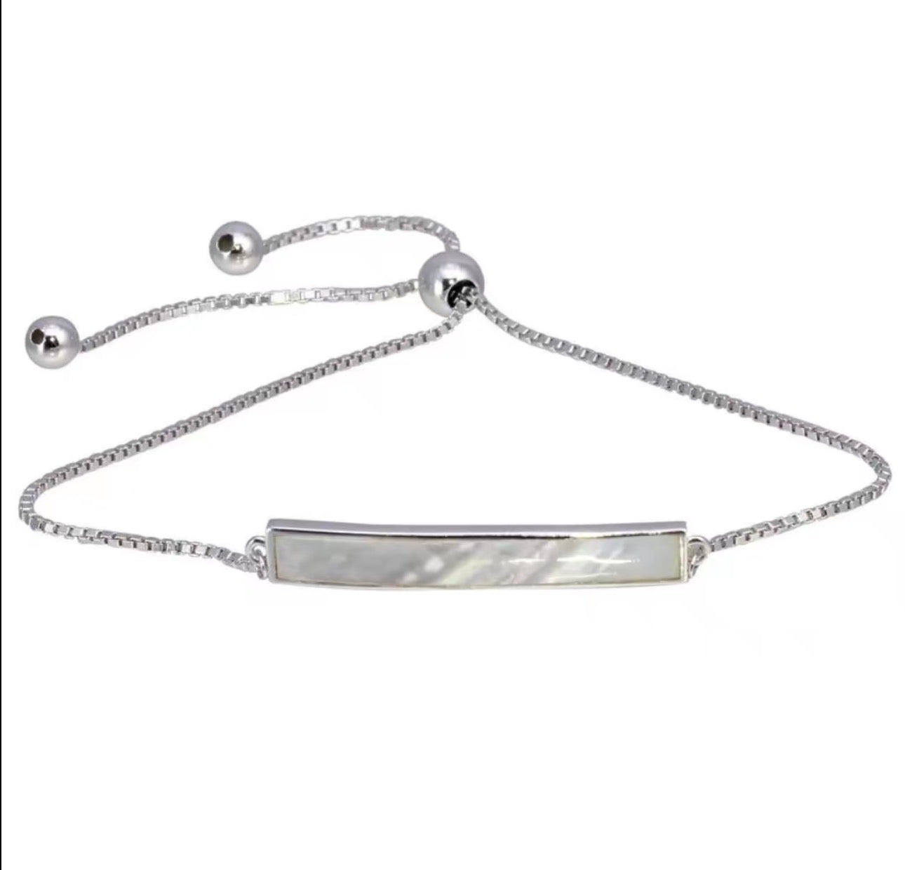 Sterling Silver MOP Bar chain Lariat Bracelet