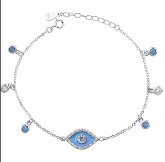 Sterling Silver Evil eye charm bracelet