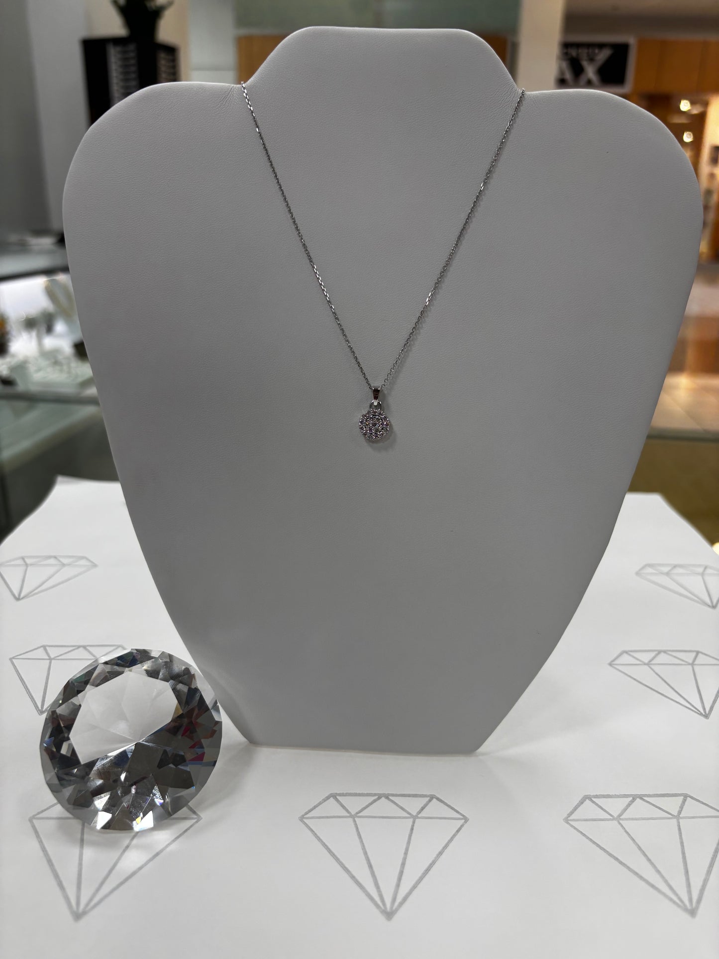 14k white gold Lab Diamond pendant  necklace  2/3 Ct.t.w.