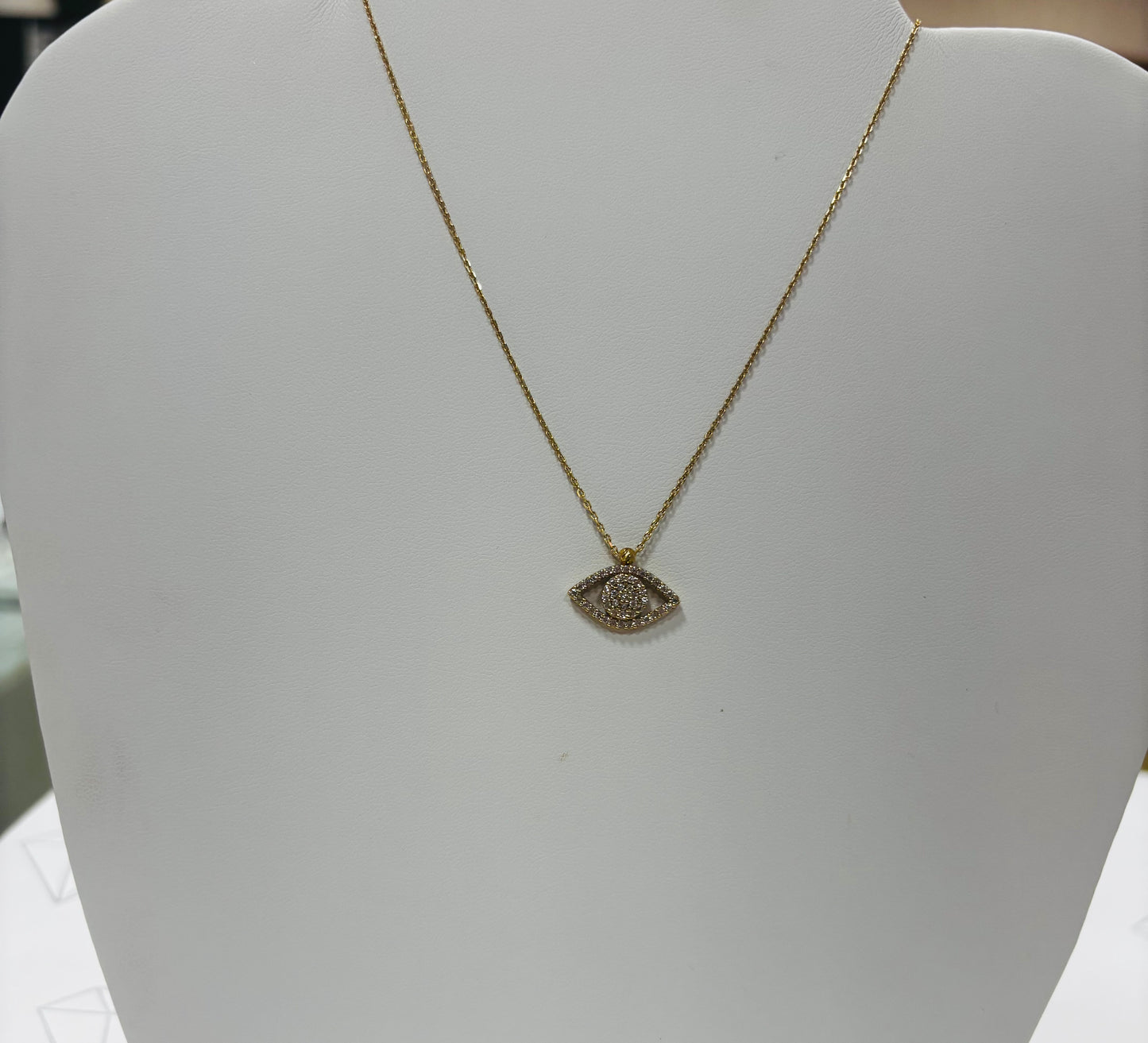 14K Evil Eye Pendant + Chain