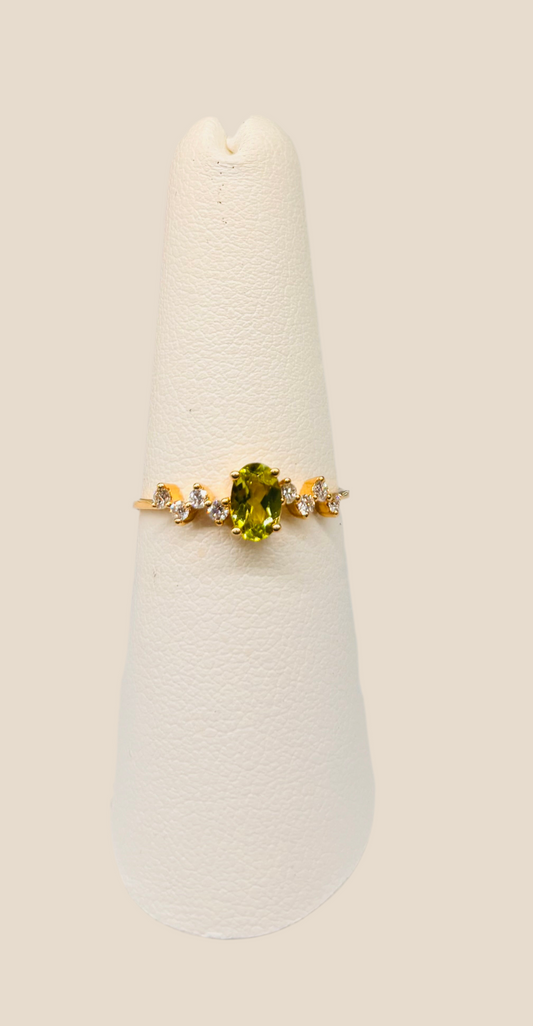 14K Natural Peridot/Diamond Ring