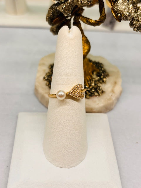 14KY FRESH WATER PEARL RING W/DIA